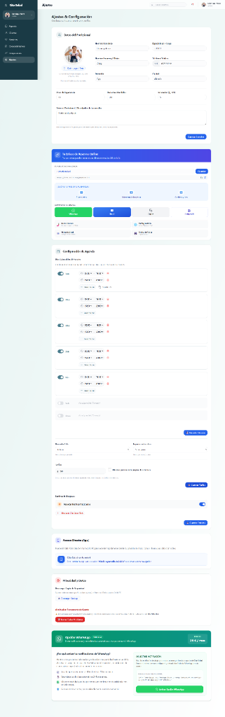 1. Ajustes y Configuración del Profesional